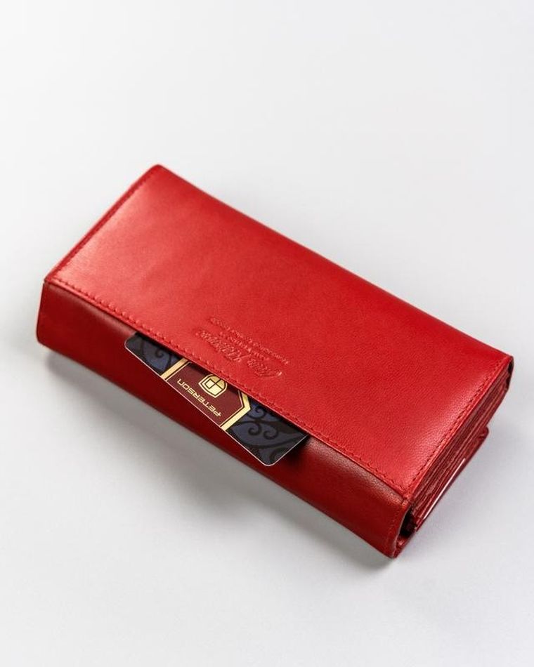 Portfel, czerwony, skórzany, Peterson