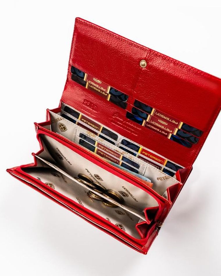 Portfel, czerwony, skórzany, Peterson