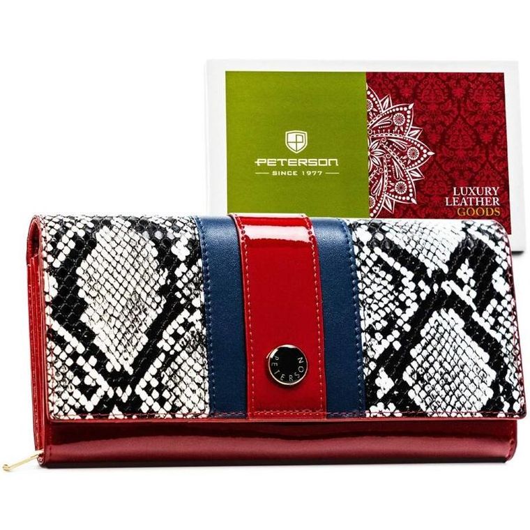 Portfel, czerwony, skórzany, Peterson