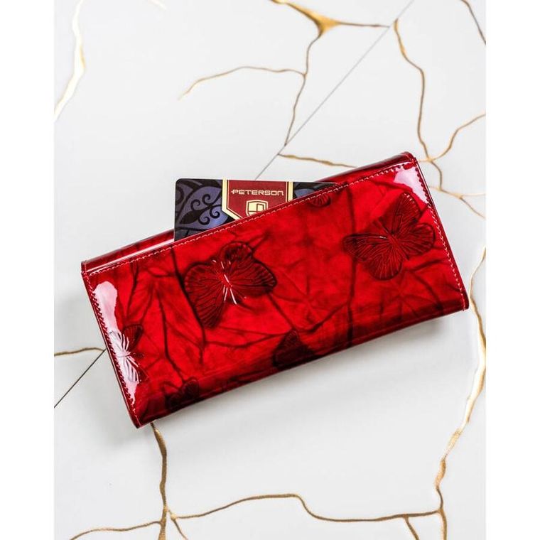 Portfel, czerwony, skórzany, Peterson