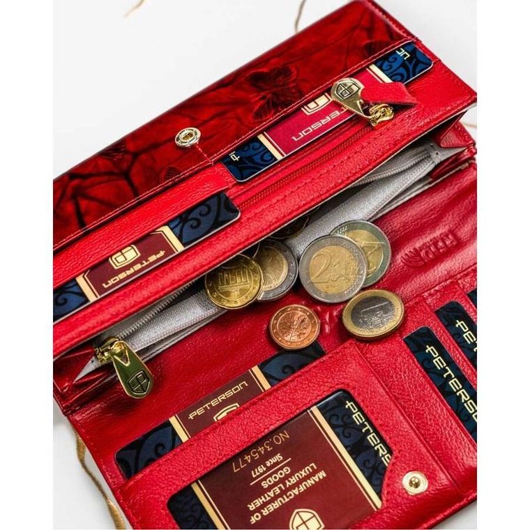 Portfel, czerwony, skórzany, Peterson