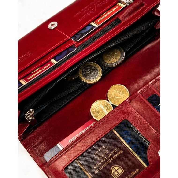 Portfel, czerwony, skórzany, Peterson