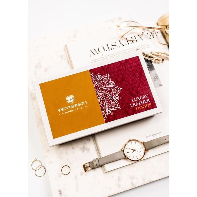 Portfel, czerwony, skórzany, Peterson