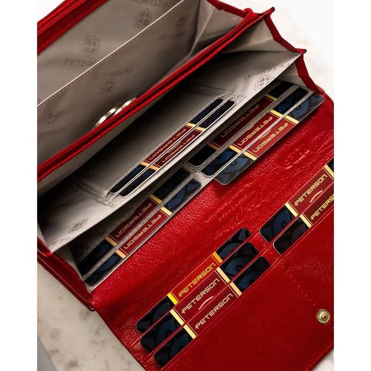 Portfel, czerwony, skórzany, Peterson