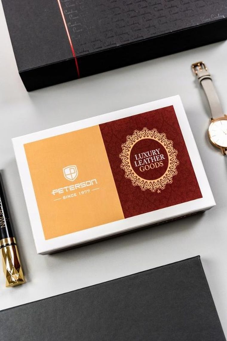 Portfel, czerwony, skórzany, RFID, Peterson