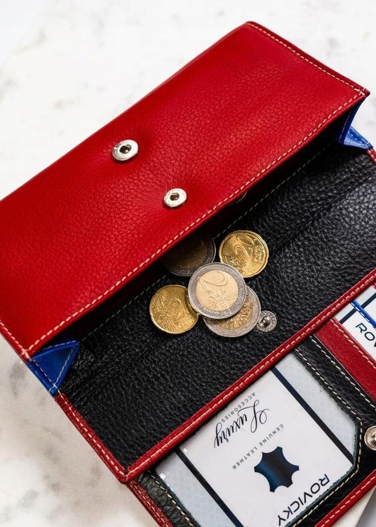 Portfel, czerwony, skórzany, Rovicky