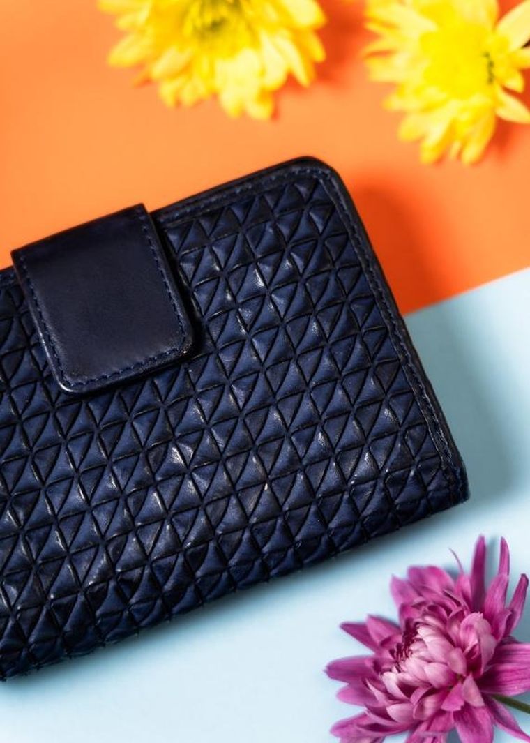 Portfel, granatowy, skórzany, RFID, Rovicky