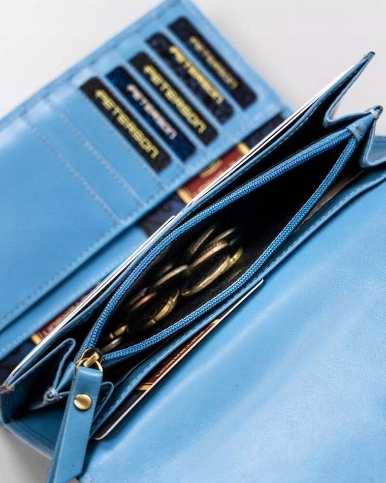 Portfel, niebieski, skórzany, Peterson