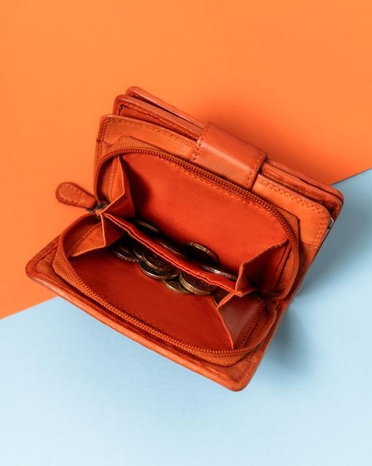 Portfel, pomarańczowy, skórzany, Rovicky
