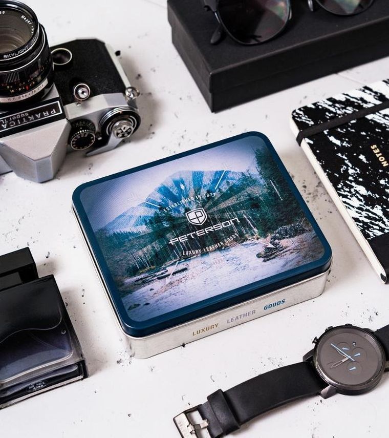 Portfel sportowy, czarny, skórzany, RFID, Peterson