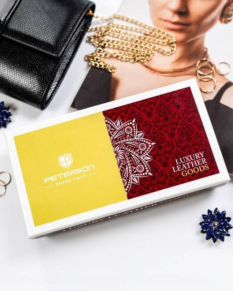 Portfel, srebrno-niebieski, skórzany, RFID, Peterson