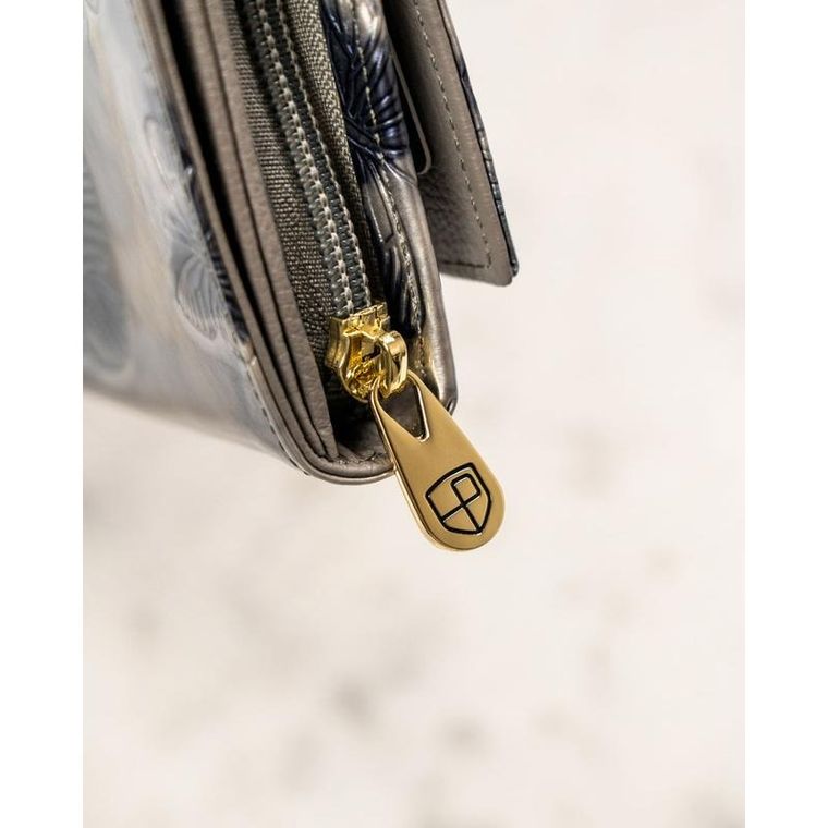 Portfel, srebrny, skórzany, Peterson