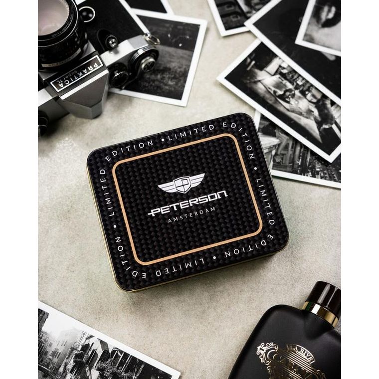 Portfel z brelokiem, czarny, skórzany, Peterson