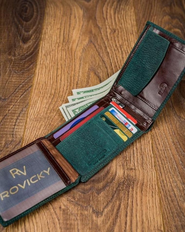 Portfel, zielony, skórzany, Forever Young