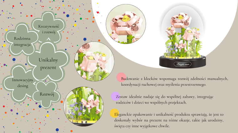 QBI, Jasne róże, klocki konstrukcyjne, 365 elementów