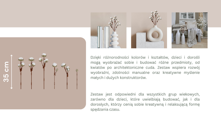 QBI, Kwiat bawełny bukiet, klocki konstrukcyjne, 647 elementów