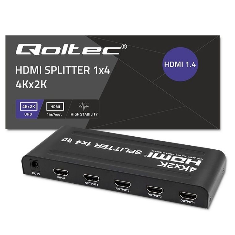 Qoltec, rozdzielacz, 4xHDMI, 4KX2K, 3.4gb/s
