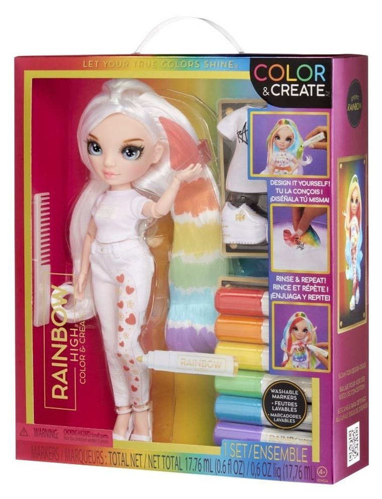 Rainbow High, Color & Create Fashion Doll, Blue Eyes, lalka modowa