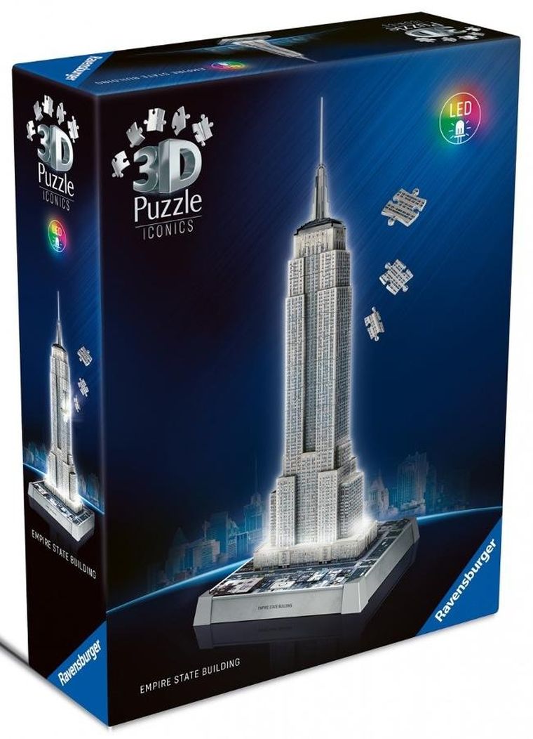 Ravensburger, Iconics, Empire State Building, puzzle 3D LED, 224 elementy
