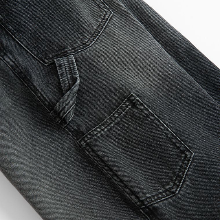 Regulowane grafitowe jeansy unisex o kroju super baggy NOWEAR