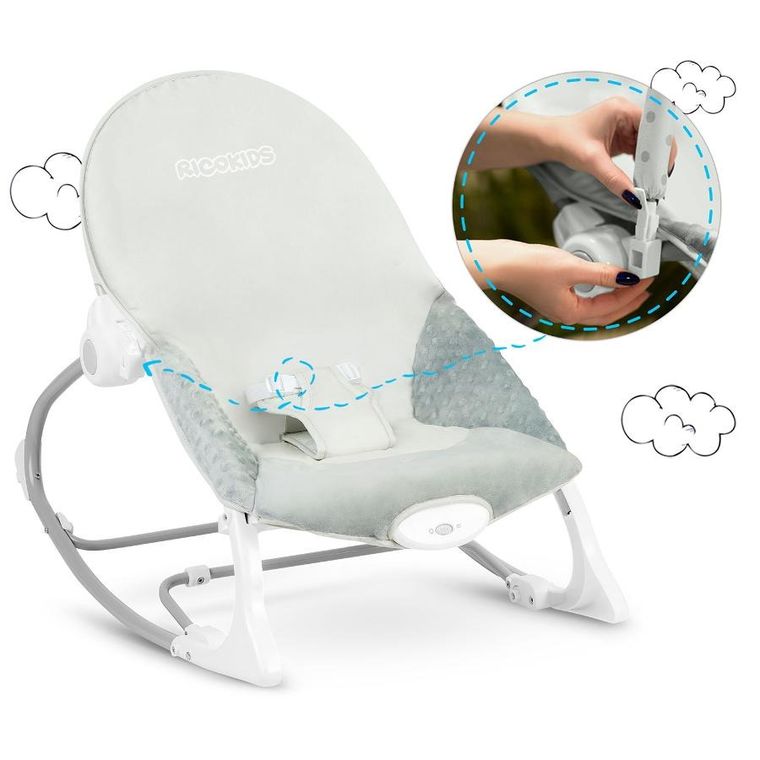 Ricokids, leżaczek bujaczek z wibracją, szary