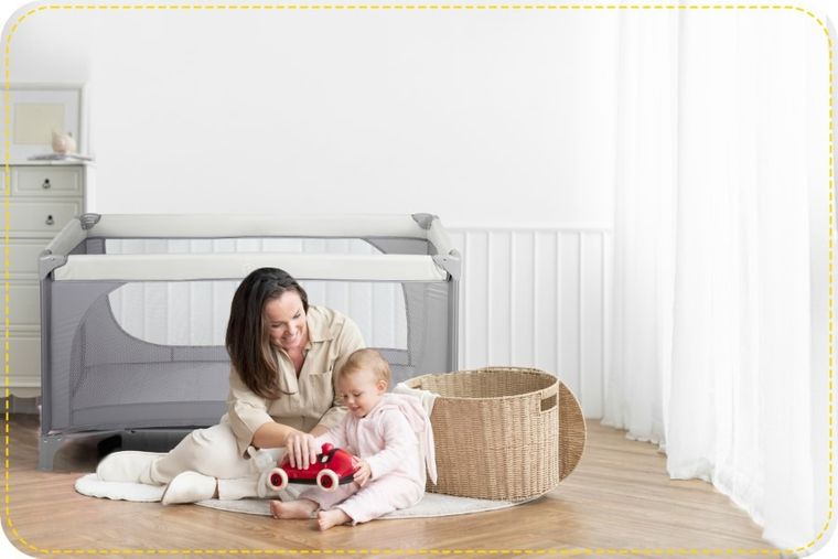 Ricokids, łóżeczko turystyczne, z materacem i torbą, ciemnoszare