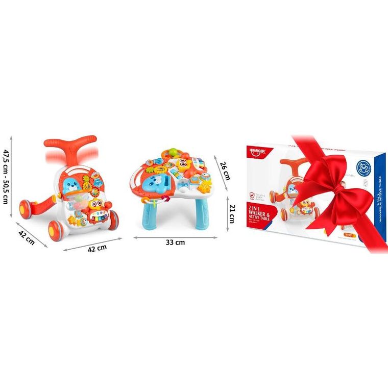 Ricokids, pchacz, chodzik edukacyjny 2w1, RK-810, biało-czerwony