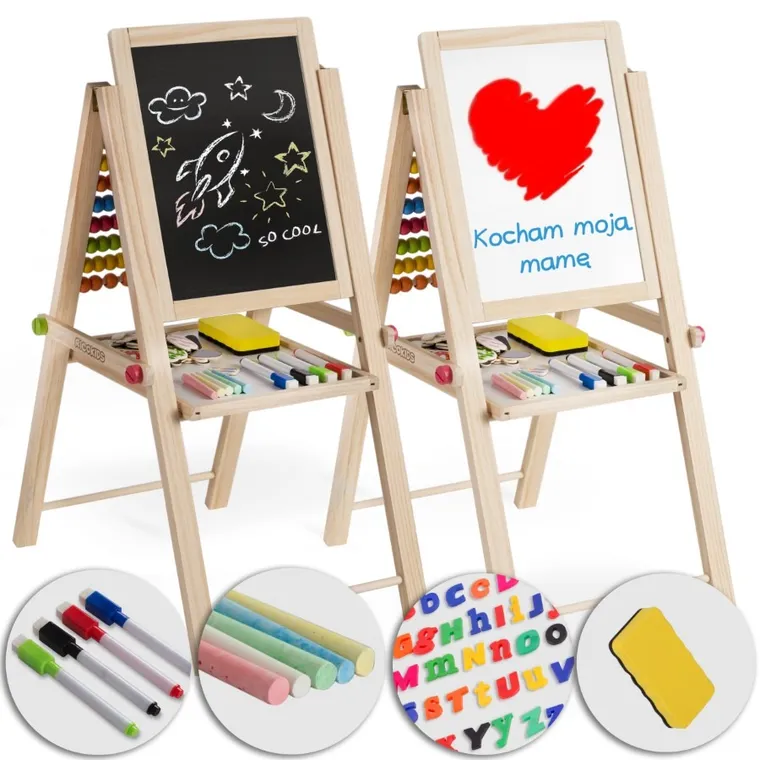 Ricokids, tablica drewniana z liczydłem, 66-45-32 cm