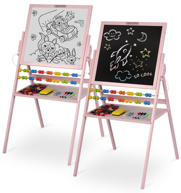 Ricokids, tablica magnetyczna, drewniana, 101-57-55 cm, różowa