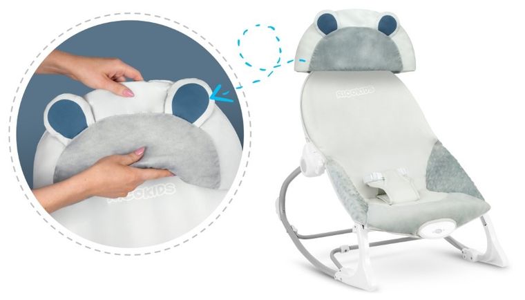 Ricokids, wielofunkcyjny leżaczek bujaczek, minky, jasny szary