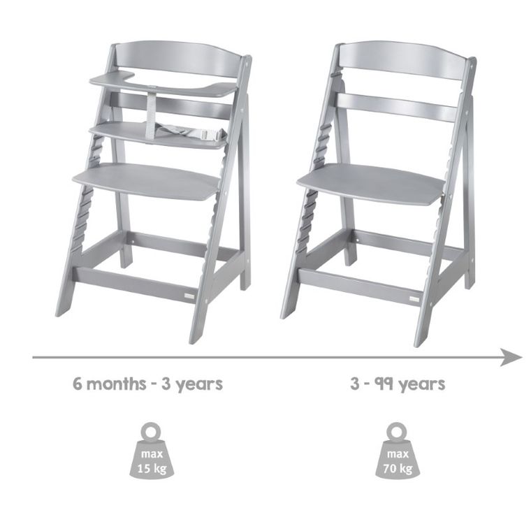 Roba, Sit Up Flex, drewniane krzesełko, szare