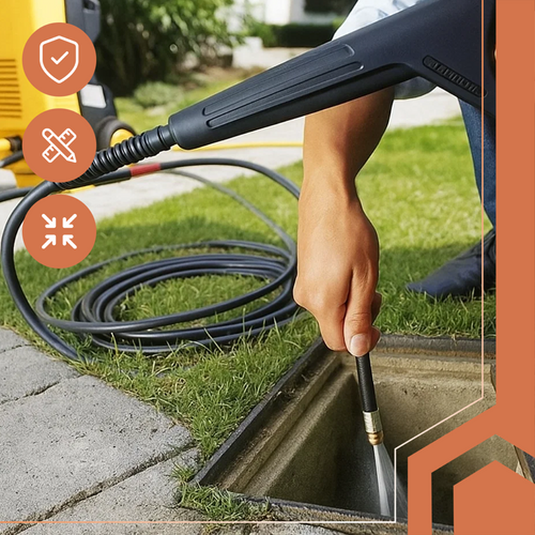 Ruhhy, wąż do czyszczenia rur z adapterem, 15m