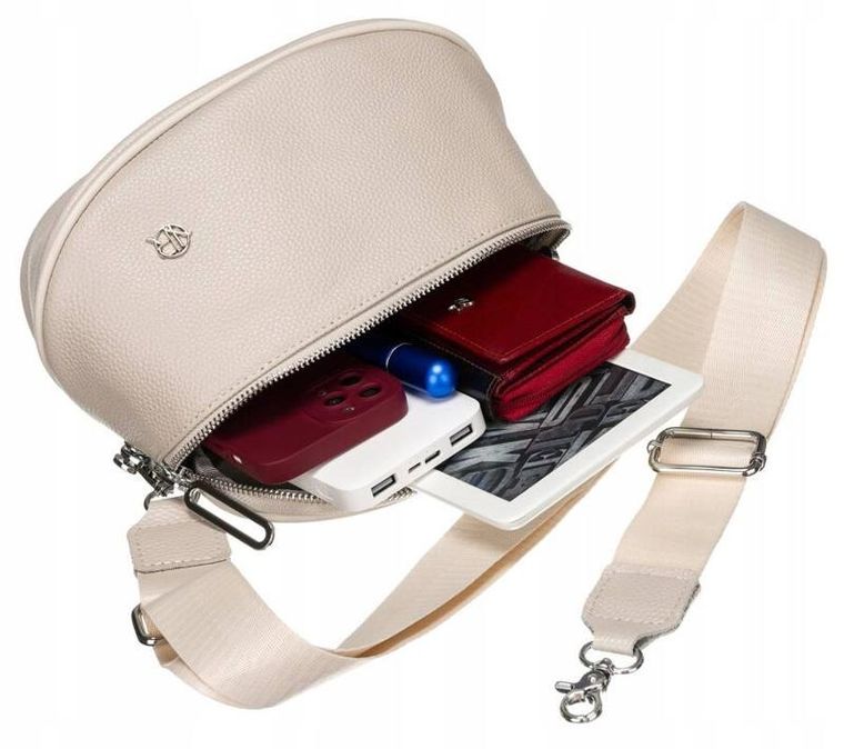 Saszetka na biodro, nerka, beżowa, skóra ekologiczna, Rovicky