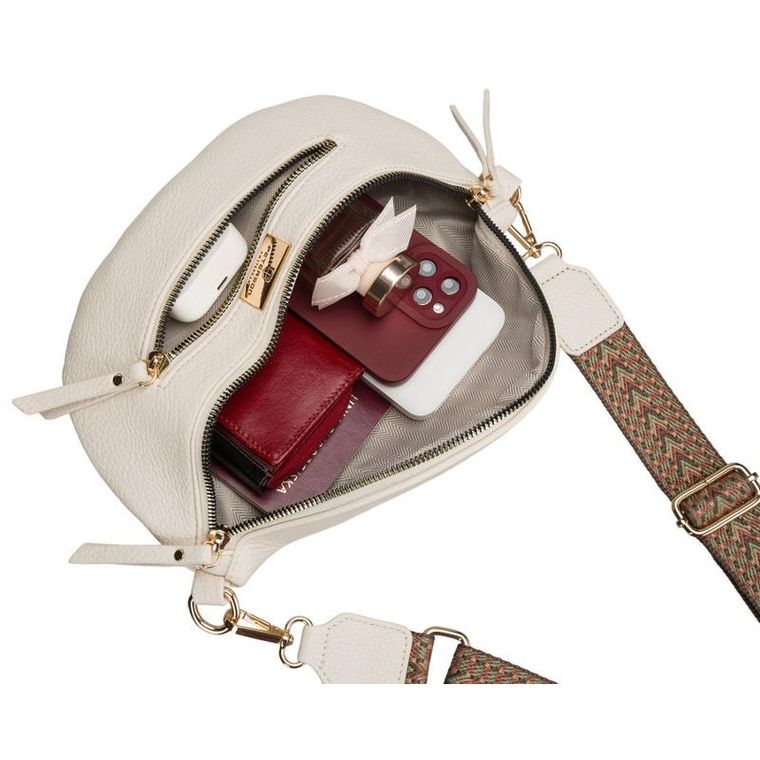 Saszetka na biodro, nerka, jasnobeżowa, skóra ekologiczna, Peterson