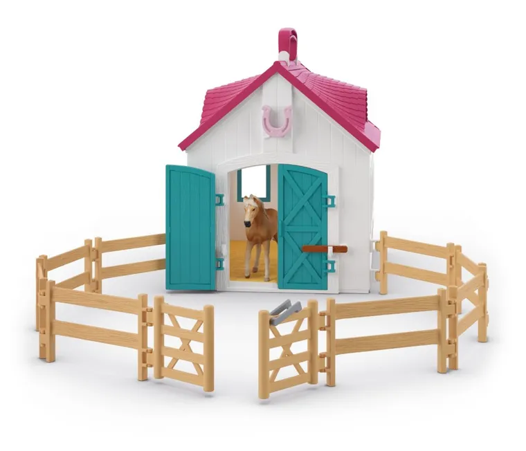 Schleich, Horse Club, Mała Podkowa, Otwarta stajnia, zestaw, 42703
