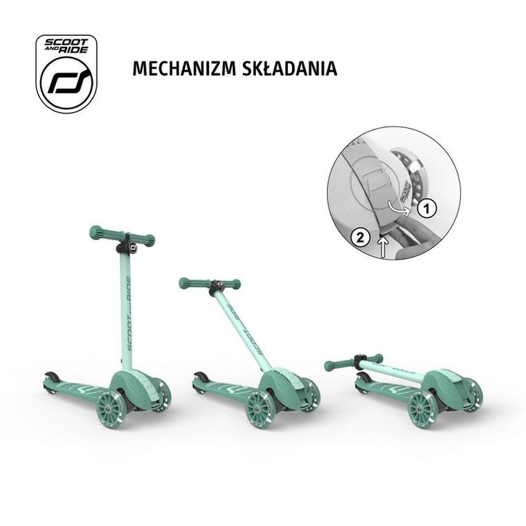 Scoot & Ride, Highwaykick 3S, hulajnoga z systemem sterowania 2w1, Forest