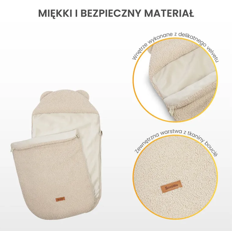 Sensillo, śpiworek 3w1, baranek, ciemny beż