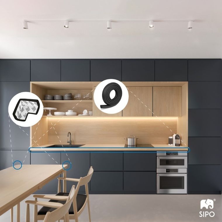 Sipo, piankowa taśma zabezpieczająca ostre krawędzie mebli, 2 metry, czarna