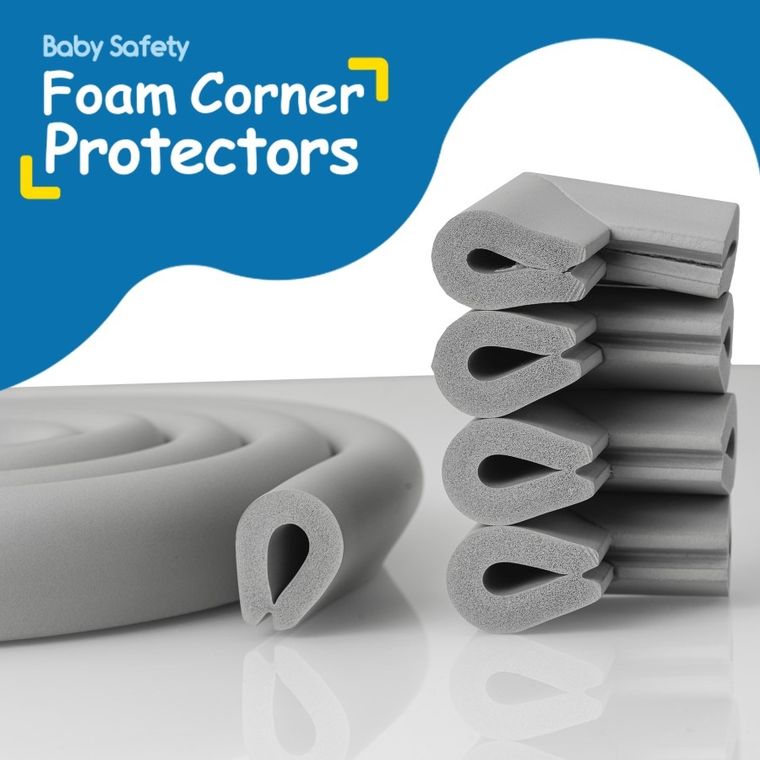 Sipo, zestaw piankowych zabezpieczeń szklanych narożników mebli, szare, 4 szt.