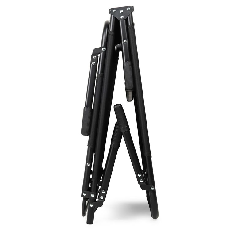 Składane łóżko turystyczne z materacem, czarne, 68-200 cm