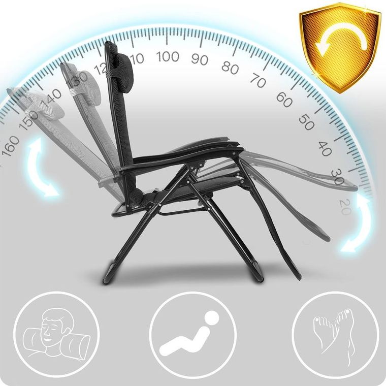 Sofotel, ChillWell Soft, leżak ogrodowy składany z poduszką, czarny