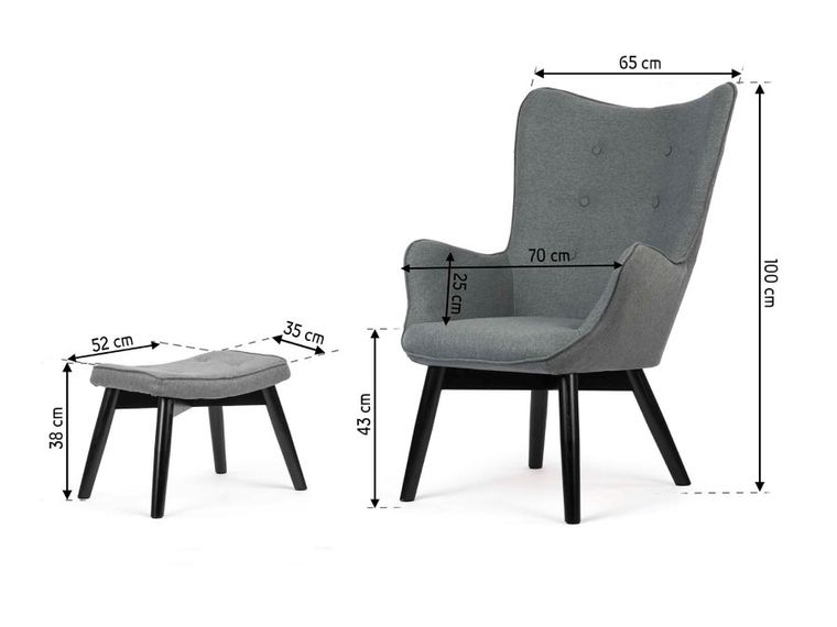 Sofotel, Norse, fotel uszak do karmienia z podnóżkiem, szary