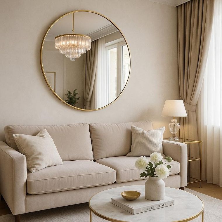 Stilovo, Noor, okrągłe lustro, metalowa rama, 80 cm