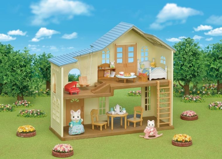 Sylvanian Families, Wiejski domek z niebieskim dachem, zestaw z figurkami, 5343