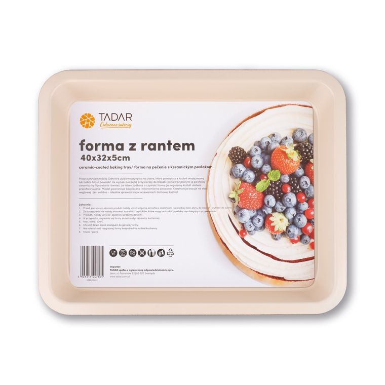 Tadar, forma z rantem z powłoką ceramiczną, 40-32-5 cm