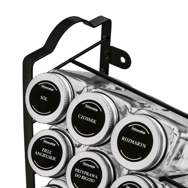 Tadar, Sabores, stojak na przyprawy, 24 pojemniki, 135 etykiet, lejek, szczotka, pisak