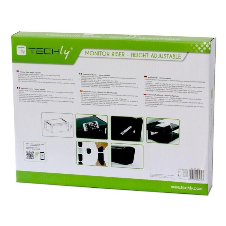 Techly, podstawka pod monitor, z regulacją wysokości