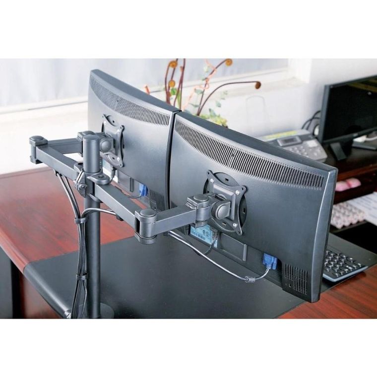 Techly, podwójne ramię biurkowe, LED/LCD 13-27"