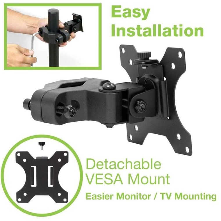 Techly, uchwyt na słup do monitora, LED/LCD 13-30, 10 kg, VESA regulowany, czarny