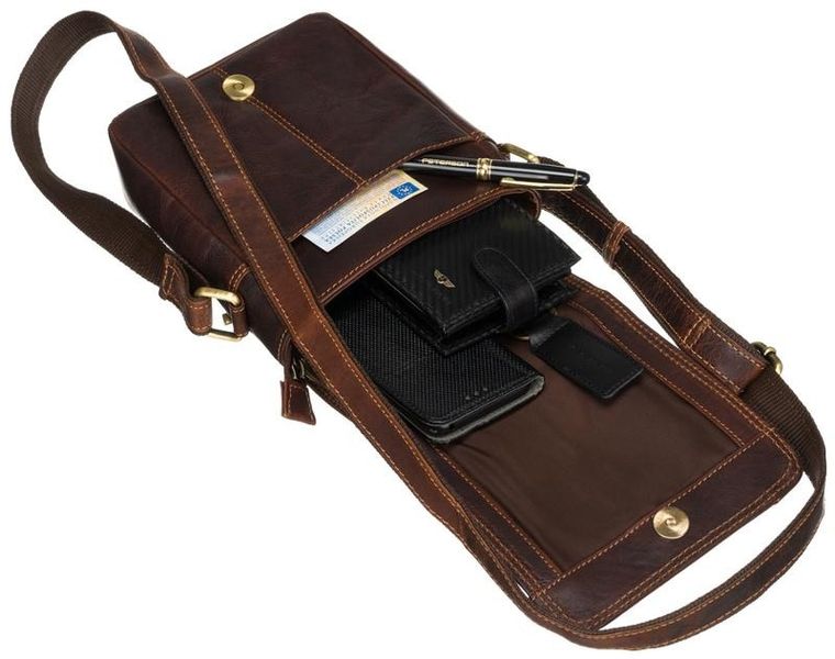 Torba listonoszka, brązowa, skórzana, Peterson